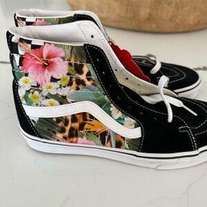 Vans High-Top Floral Black and White Sneakers